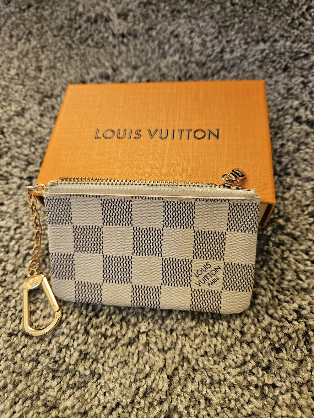 LV Damier Azur Key Pouch in White NWT